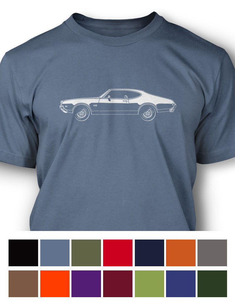 1969 Oldsmobile Cutlass 4-4-2 Holiday Coupe T-Shirt - Men - Side View