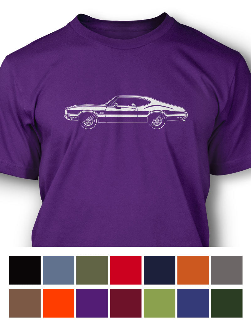 1970 Oldsmobile Cutlass 4-4-2 W-30 Holiday Coupe T-Shirt - Men - Side View