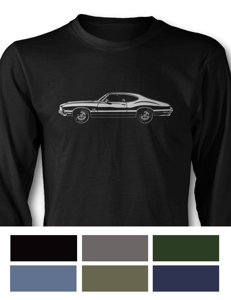 1971 Oldsmobile Cutlass 4-4-2 W-30 Holiday Coupe T-Shirt - Long Sleeves - Side View