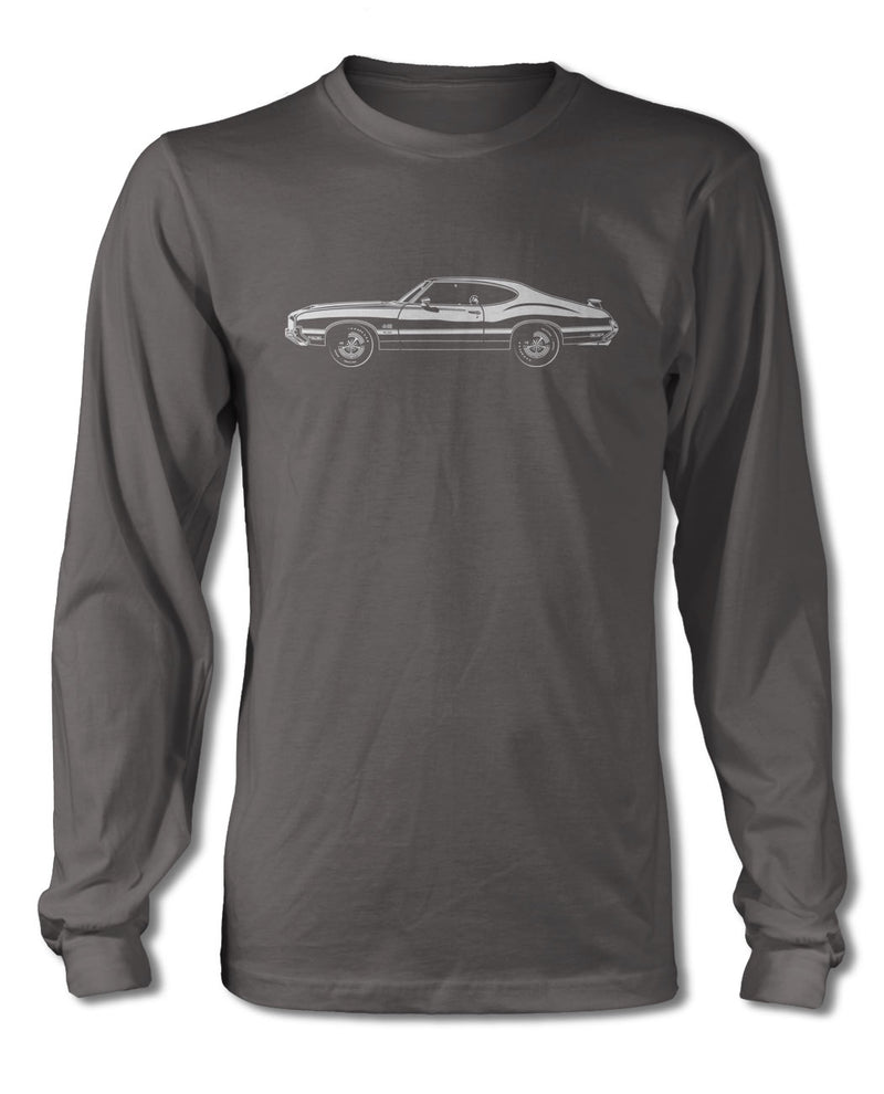 1971 Oldsmobile Cutlass 4-4-2 W-30 Holiday Coupe with Spoiler T-Shirt - Long Sleeves - Side View