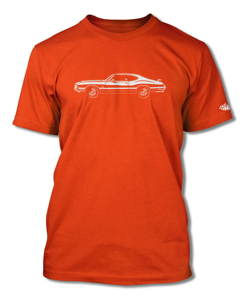 1971 Oldsmobile Cutlass 4-4-2 W-30 Holiday Coupe with Spoiler T-Shirt - Men - Side View