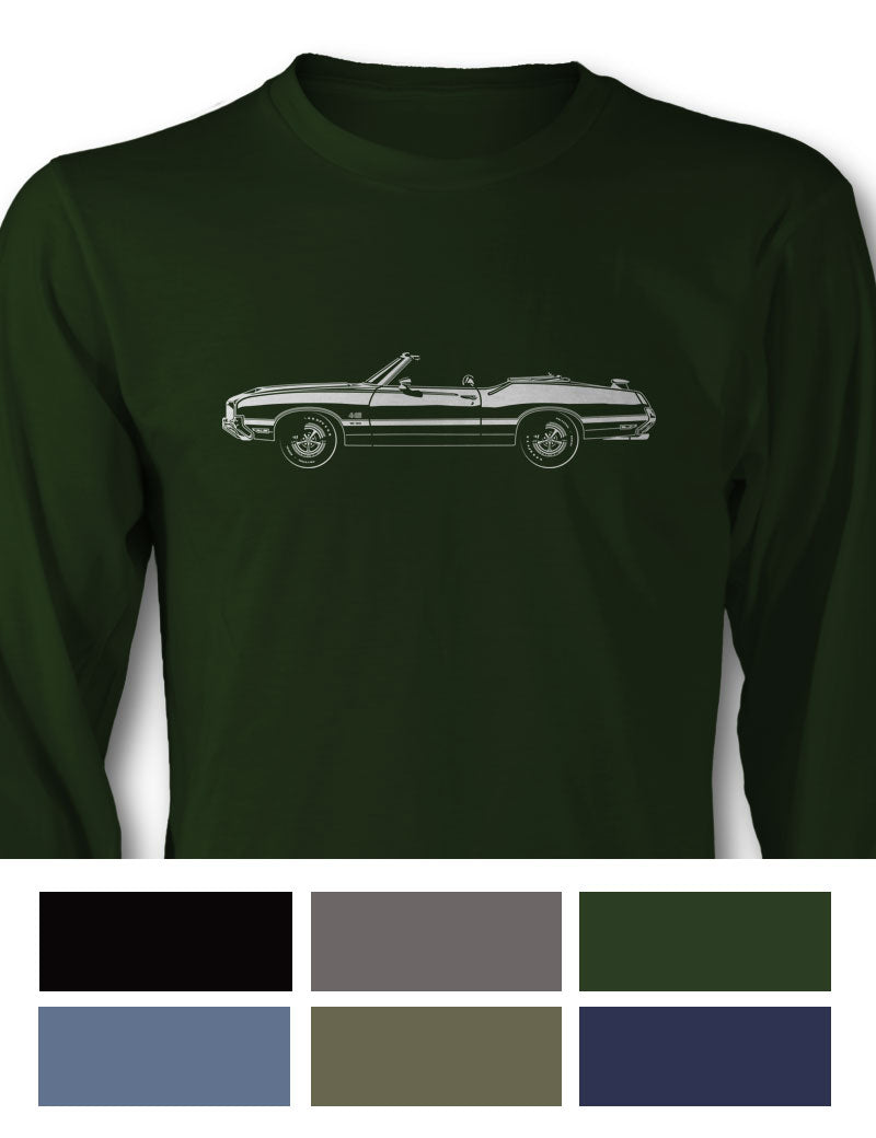 1971 Oldsmobile Cutlass 4-4-2 W-30 Convertible with Spoiler T-Shirt - Long Sleeves - Side View