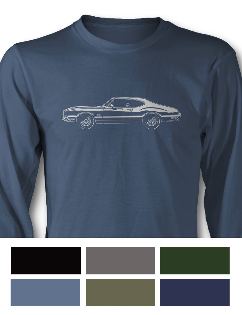 1972 Oldsmobile Cutlass 4-4-2 W-30 Holiday Coupe T-Shirt - Long Sleeves - Side View