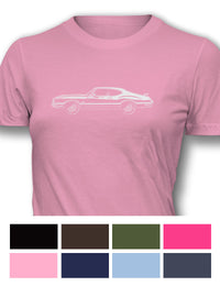 1972 Oldsmobile Cutlass 4-4-2 W-30 Holiday Coupe with Spoiler T-Shirt - Women - Side View