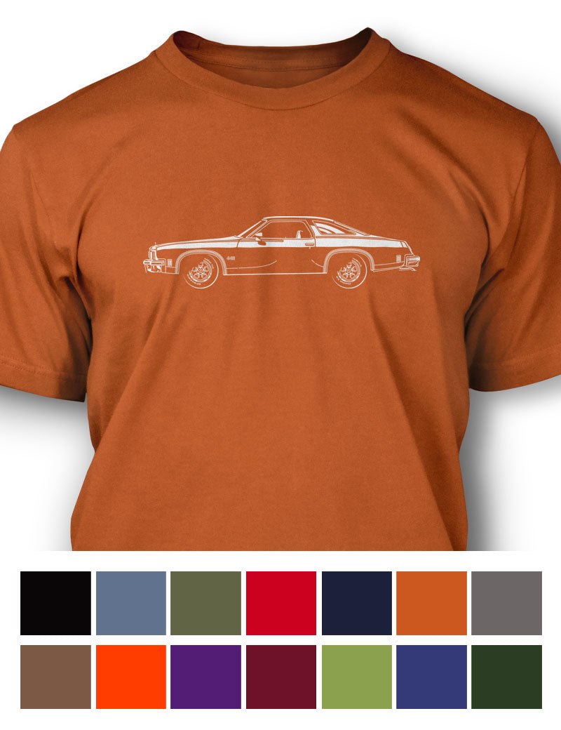 1975 Oldsmobile Cutlass 4-4-2 Coupe with Stripes T-Shirt - Men - Side View